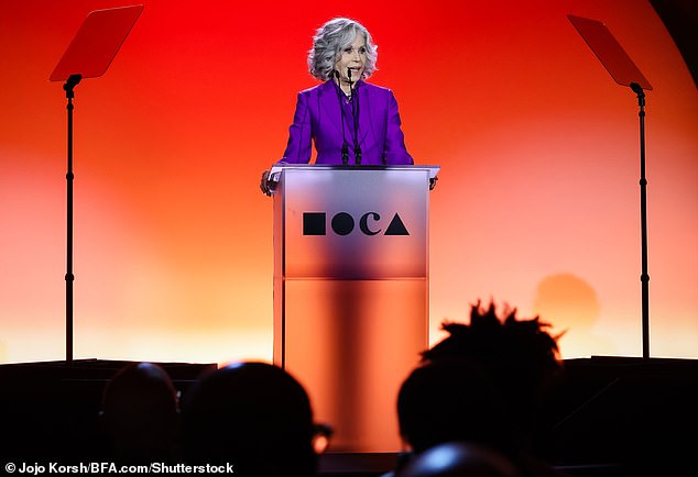 Jane Fonda is going back to the United States to 'raise a ruckus' after enjoying her trip Down Under (Jane at the MOCA Gala in Los Angeles on May 31, 2025)
