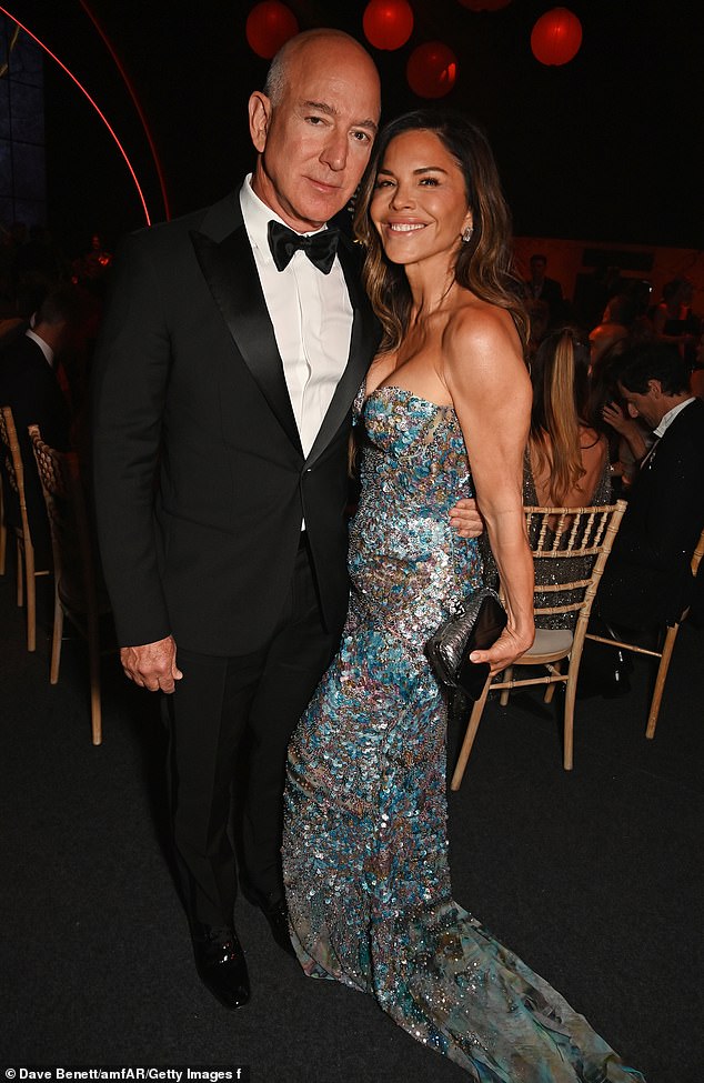 Amazon chief Bezos, 61, and former journalist Lauren, 55, are the latest in a string of celebrity couples to stage a multi-day extravaganza in Europe. Pictured
