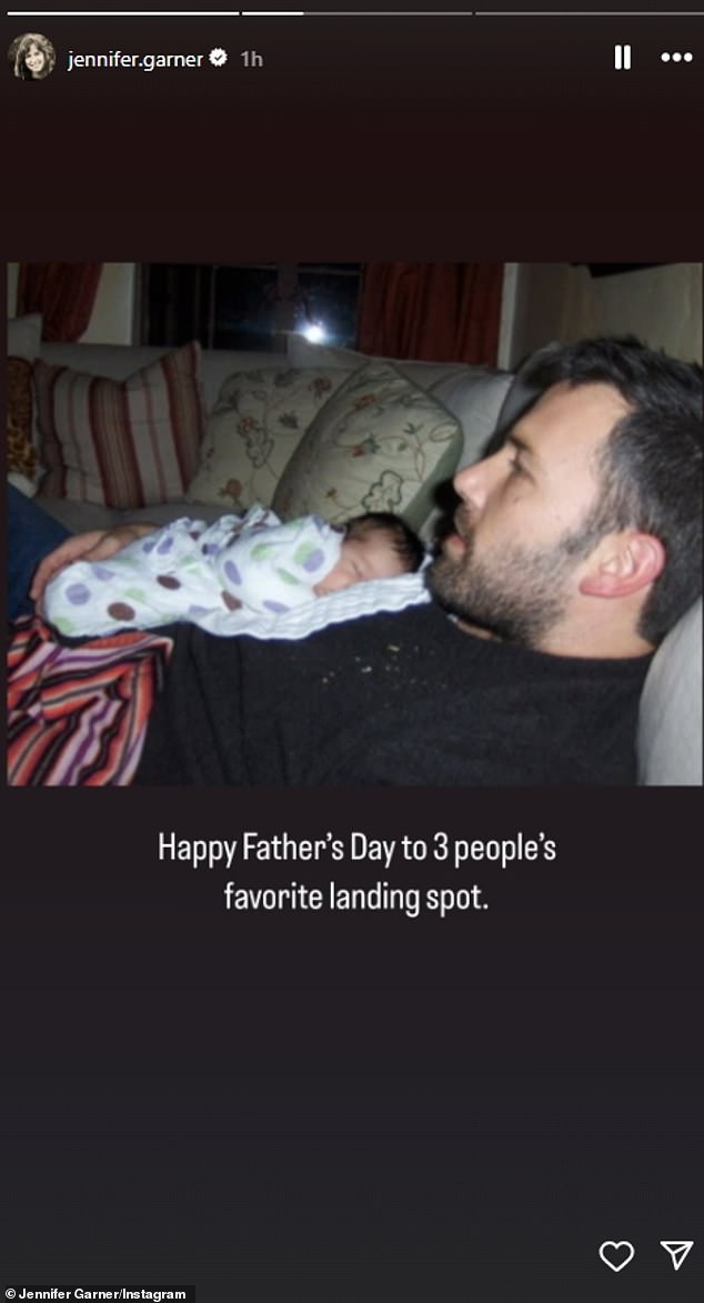 Jennifer Garner paid a loving Father's Day tribute to her ex-husband Ben Affleck with a touching throwback photo of the doting dad
