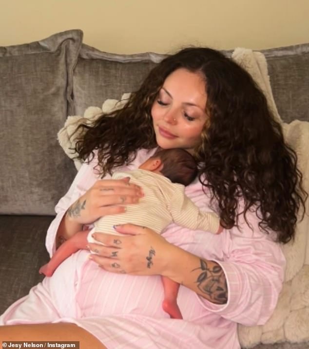 Jesy Nelson has shared a sweet insight into her life as a new mum as she posted adorable pictures with her newborn twins on Friday