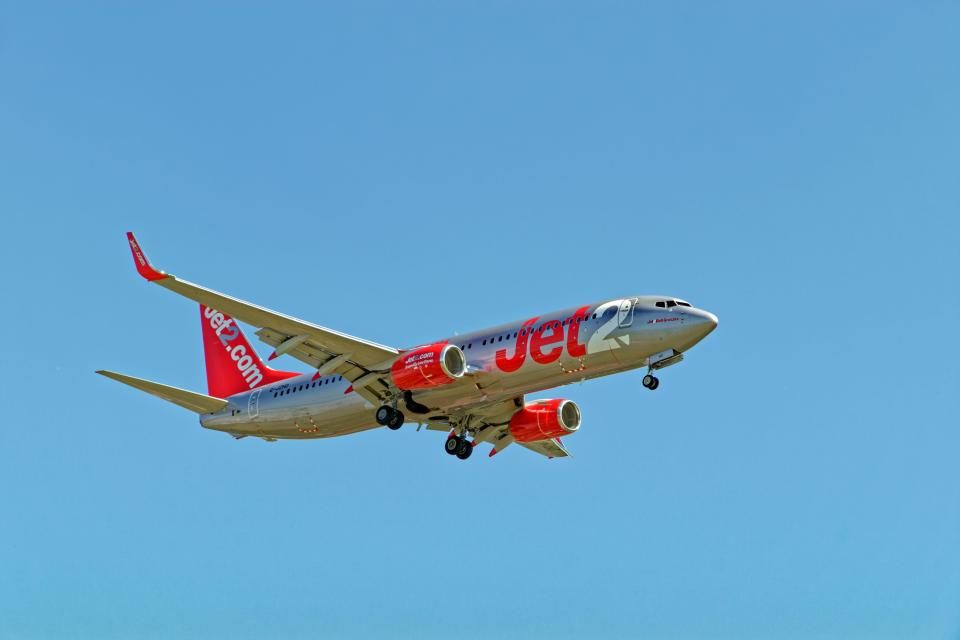 Jet2 Boeing 737-8MG aircraft on final approach.