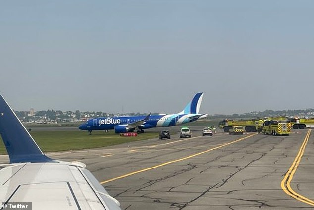 A JetBlue plane missed the runway at Boston Logan International Airport this morning