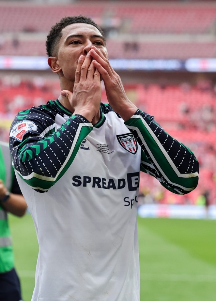 LONDON, ENGLAND - MAY 24: Sunderland's Jobe Bellingham celebrates after the Sky Bet Championship Play-Off Final match between Sheffield United and Sunderland at Wembley Stadium on May 24, 2025 in London, England. (Photo by Alex Dodd - CameraSport via Getty Images)