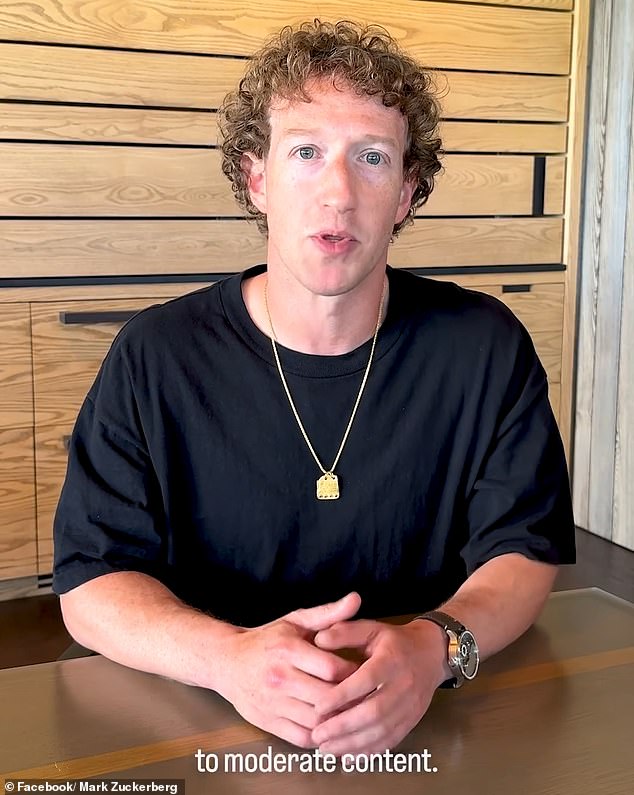 Wearing a black t-shirt, a gold chain with a pendant and his floppy curls, Zuckerberg pointed to the election as being a major influence on his decision to admit Facebook censoring speech during the COVID pandemic