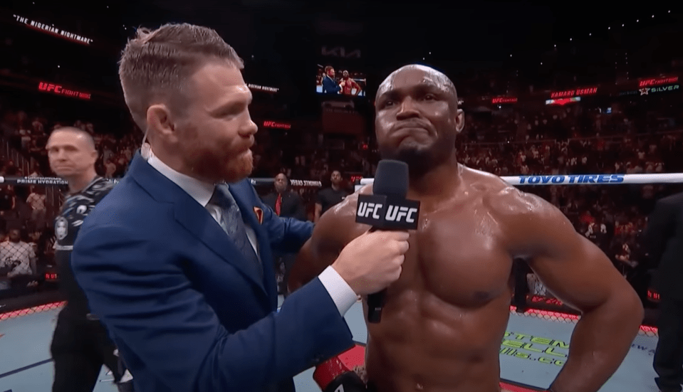Post-fight interview with a UFC fighter.