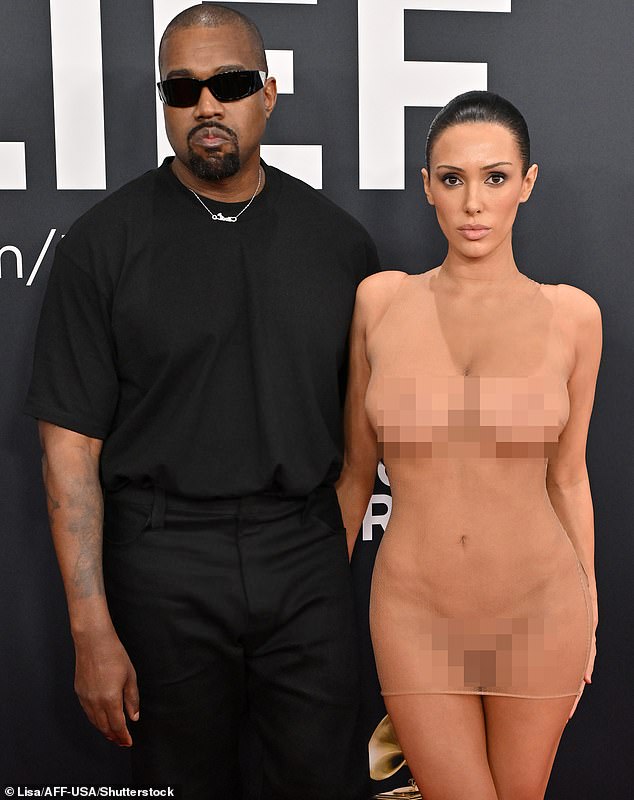 Ever since they secretly tied the knot in 2022, Bianca has consistently shocked fans with the flesh-flashing ensembles her husband styles for her; pictured at this year's Grammys