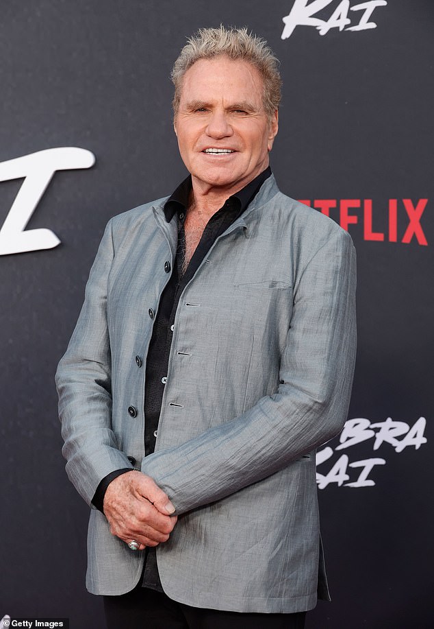 Cobra Kai actor Martin Kove, 78, last year faced a sexual harassment probe from Sony for his conduct on his set of The Karate Kid adaptation, after a female extra said he made her uncomfortable with his behavior. Pictured last year in LA