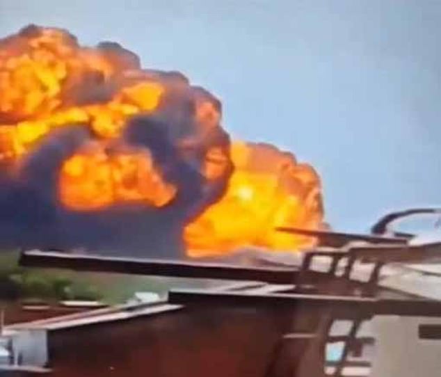The plane momentarily disappeared from view behind trees and buildings before a massive fireball erupted on the horizon in this horrifying clip