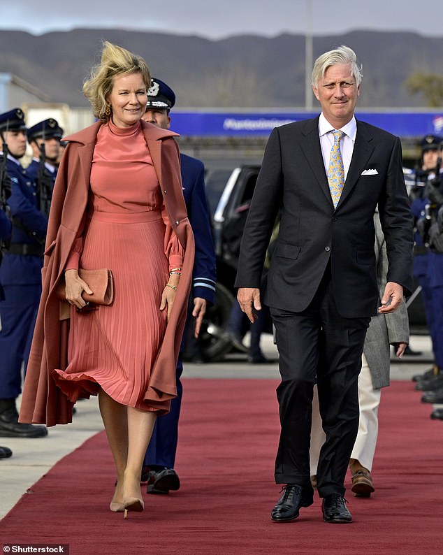 King Philippe and Queen Mathilde of Belgium are stranded in Chile due to technical issues with their plane (seen before attempting to depart on Thursday)