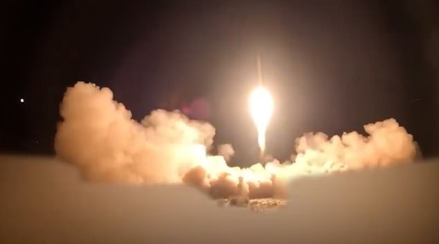 Iran last night fired upon an American base in Qatar (Pictured, missile launch from Iran)