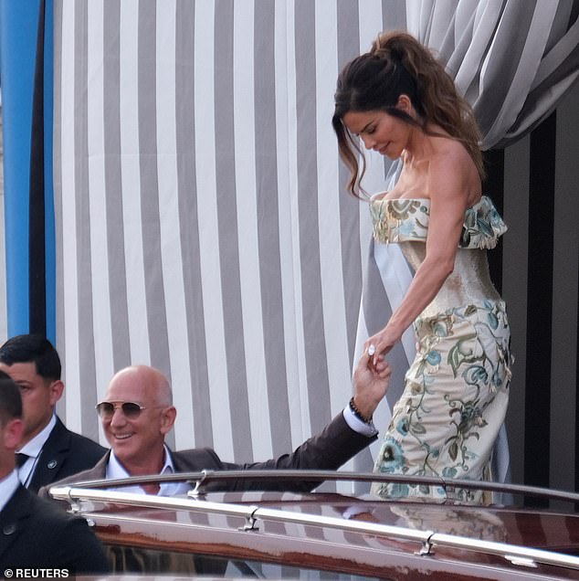 The bride-to-be, who is set to tie the knot with Amazon tycoon Jeff Bezos on Friday, emerged in a striking ensemble on Thursday, heading to what's rumored to be the wedding rehearsal