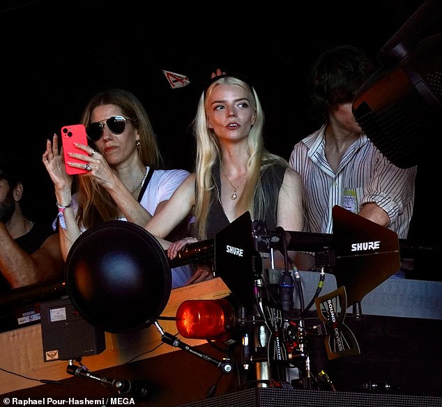 Meanwhile Anya Taylor-Joy made her annual trip to the festival and was seen watching from the side of the stage as Alanis Morissette performed