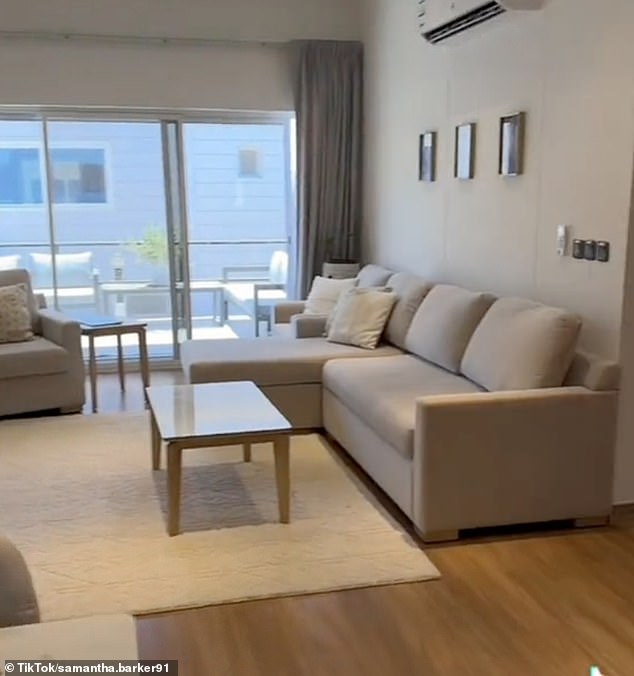 She shows her followers her plush living arrangements that they are given at the NEOM camps