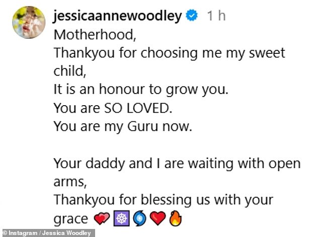 The star shared the snap of her bump from a recent trip to the Wicklow Mountains in Ireland, with the caption: 'Motherhood, Thankyou for choosing me my sweet child'