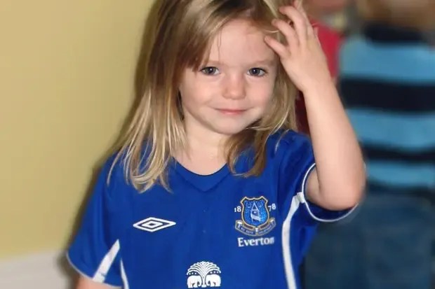 Photo of Madeleine McCann wearing an Everton soccer jersey.