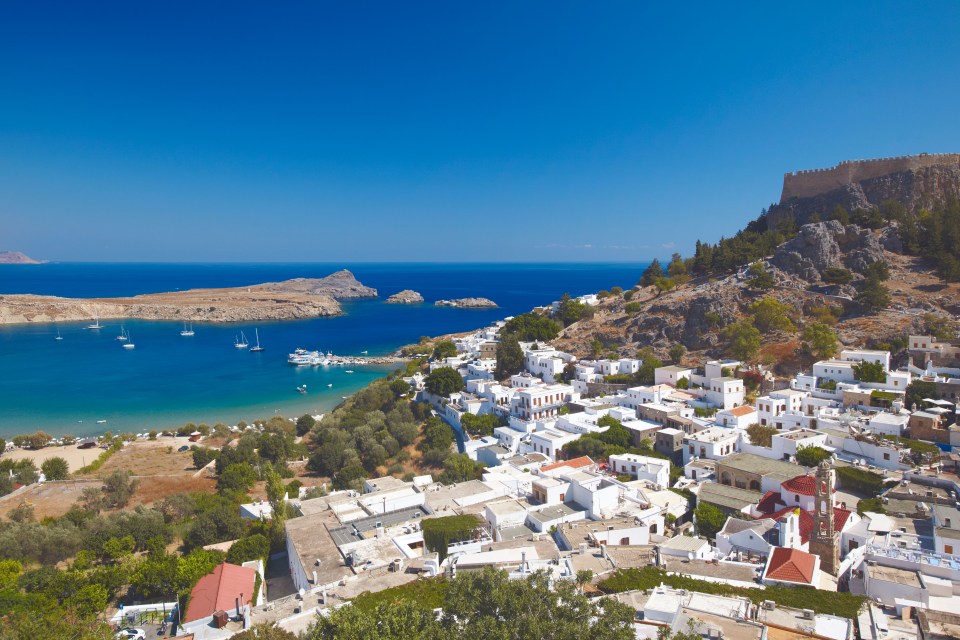 Aerial view of Lindos, Rhodes, Greece.