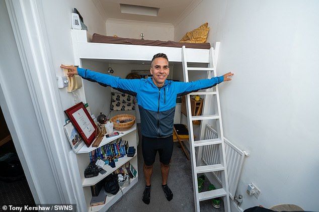 Cesar Mendez, 47, lives in a 11.7 square-metre former janitor's cupboard, yet despite its tiny size, its lavish Kensington location means its worth around £250,000