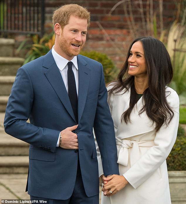 Meghan - pictured with Prince Harry after their engagement announcement in 2017 - celebrates her 44th birthday today