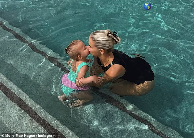 Sharing an array of snaps to her Instagram Stories, Molly shared some sweet moments from the trip as she took a dip in the pool with Bambi