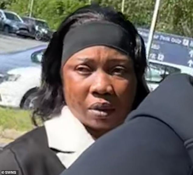 Cruel Bilikesu Olagunju (pictured), 42, who had been in the job just six days, was caught on camera 'manhandling' John Attard, 88, at his home in Bexley, Kent, a court heard