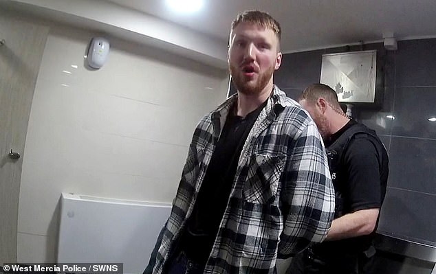 Private John Harvey, 25, (pictured) was caught by police hiding in Shrewsbury train station toilets after brutally raping a woman, who was not known to him, twice