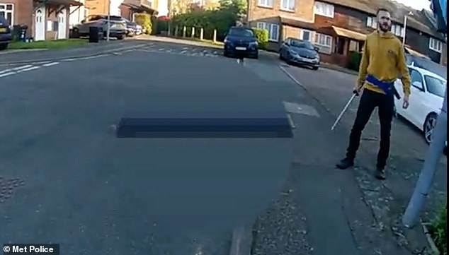 Murder accused Marcus Monzo seen holding the sword on footage captured on police body cameras after allegedly killing a schoolboy
