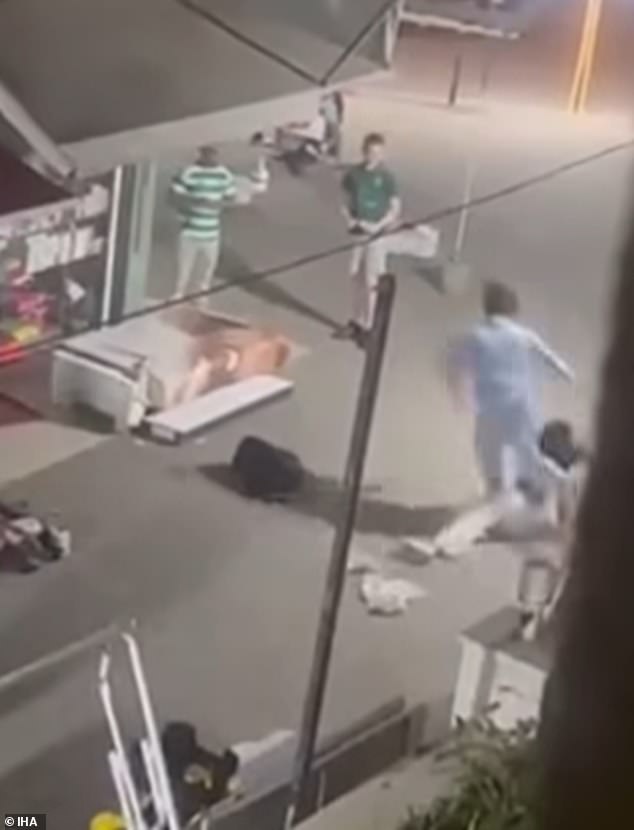 In astonishing scenes, the British pair were seen fighting in the streets of Marmaris