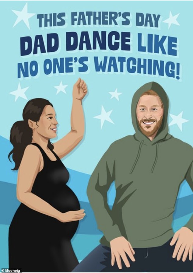 Greeting card company has created a Father's Day missive featuring depictions of Harry and Meghan as seen in their recent twerking video
