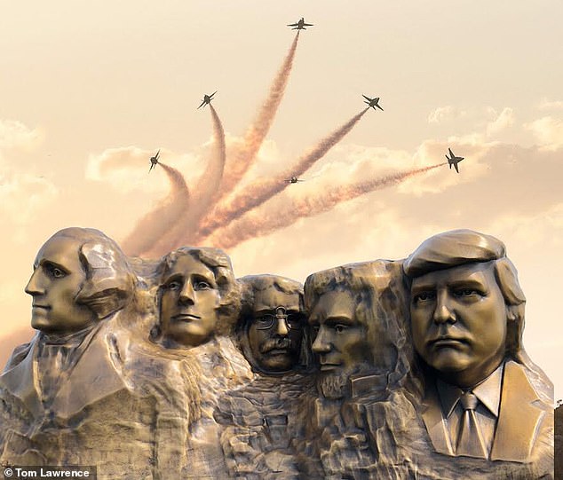 Pictured: Artist Lee Leuning reimagined Mount Rushmore with Trump's inclusion