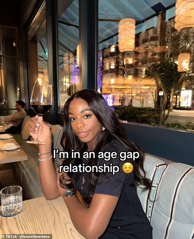 London-based Sass, 27, took to social media to reveal the romance with her 'silver fox', who is aged 54, though not named on her account. Pictured