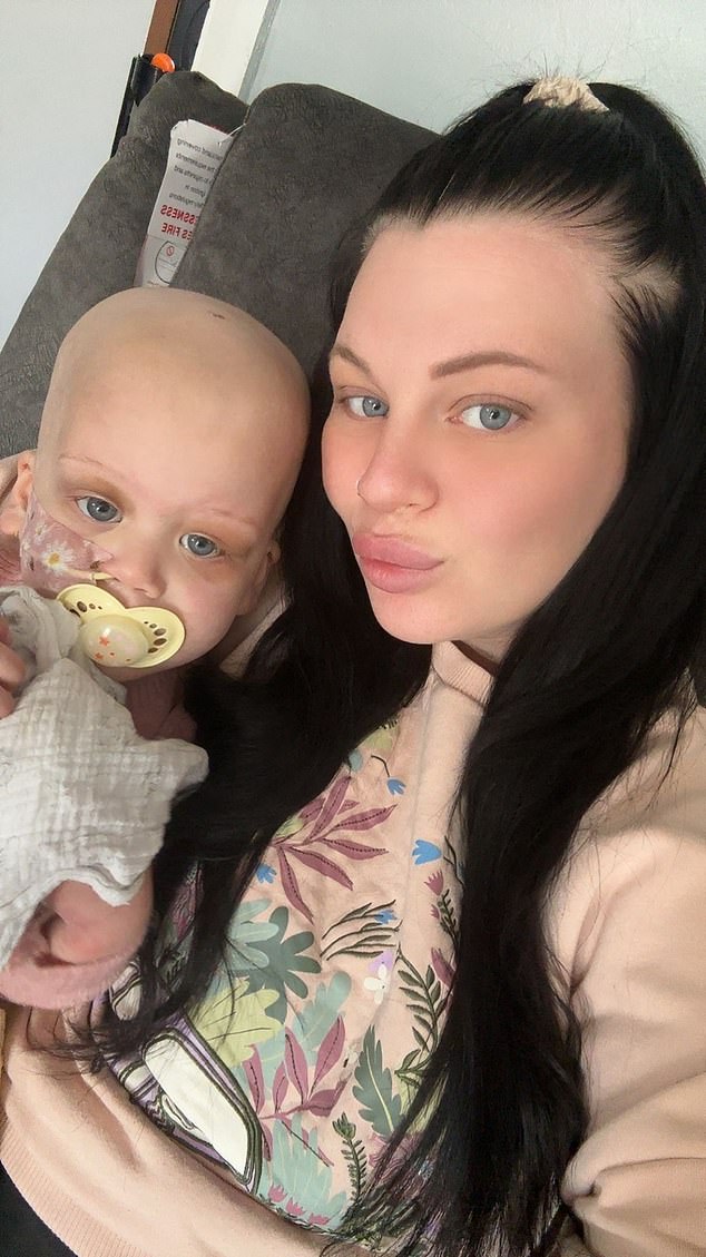 But, when Ms Dooley went in to wake the toddler up the next morning she was shocked to see 'Paisley had big black bloodshot panda eyes'. She says Paisley is confused about why her hair is falling out but is too young to comprehend what's happening