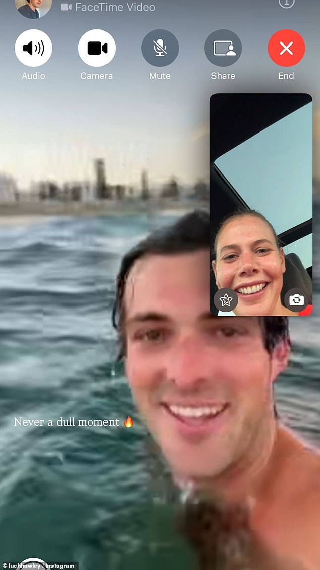 A third photo showed the pair enjoying a chat via Facetime. Henry could be seen taking time out from a dip in the ocean to chat to his ladylove. Lucia, meanwhile looked over the moon to be chatting to her beau