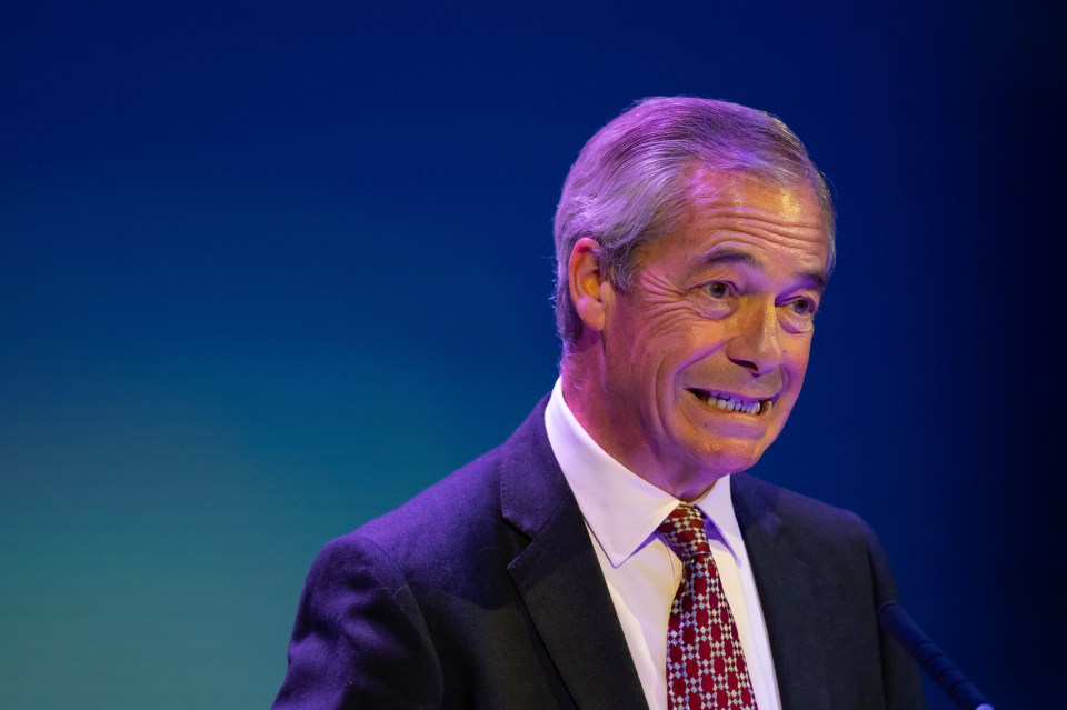 Nigel Farage speaking at a press conference.