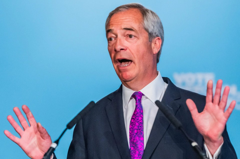 Nigel Farage speaking at a press conference.