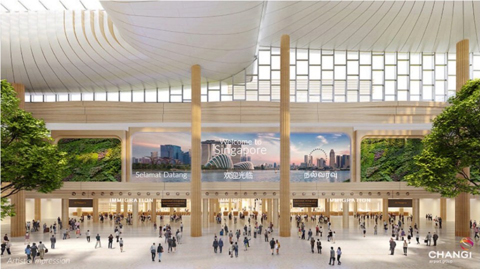 Artist's impression of Changi Airport Terminal 5's arrival hall.