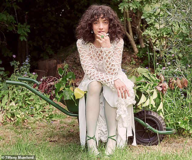 Top and dress, Róisín Pierce. Earrings, Completedworks. Rings, Dinosaur Designs. Tights, Heist. Shoes, Aquazzura