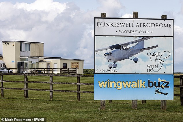 A general view of Dunkeswell Airfield, where two skydivers died after a tragic accident, involving a tandem jump on Friday 13 June