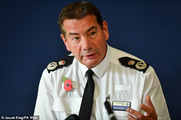 Then Chief Constable Nick Adderley, a a press conference in October 2019 where he caused 'numerous issues' for his officers after accusing Dunn family spokesman Radd Seiger of making a 'wholly inaccurate' statement