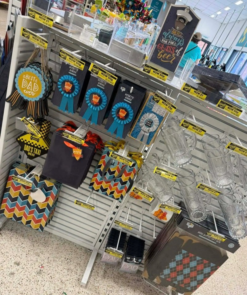 Poundland Father's Day gifts on display.