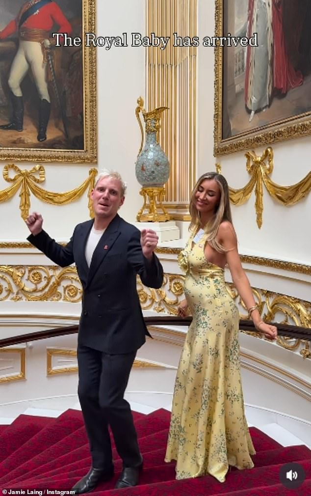 Pregnant Sophie Habboo and Jamie Laing poked fun at THAT cringe Meghan and Harry dance in an eyebrow-raising Instagram post filmed inside Buckingham Palace on Wednesday