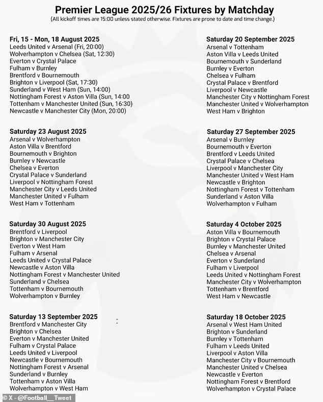 However, there are some details which give it away as a fake - including Liverpool playing Nottingham Forest three times
