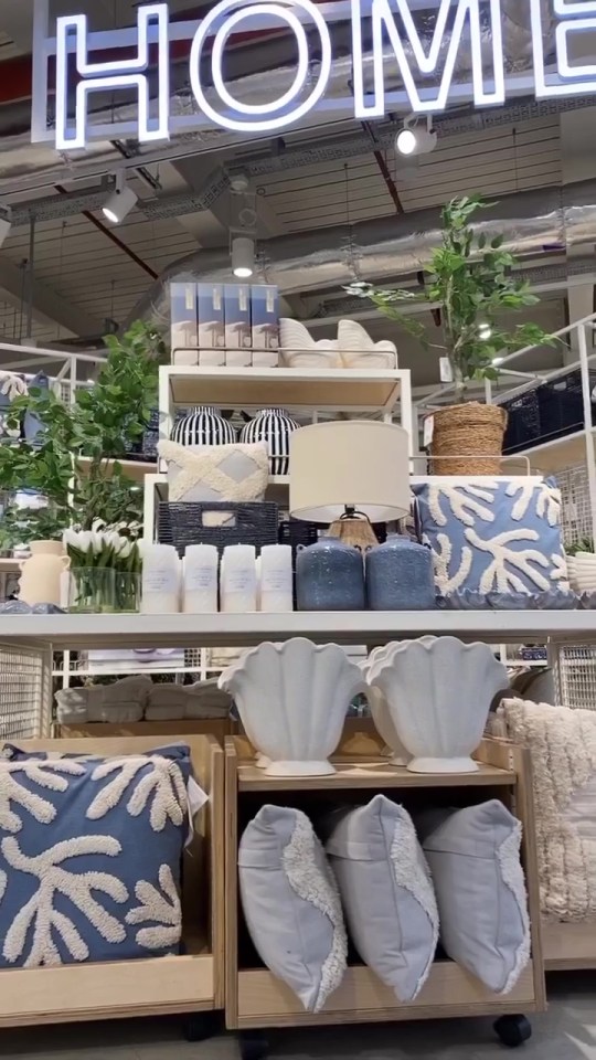 Primark homeware display with seaside-themed items.