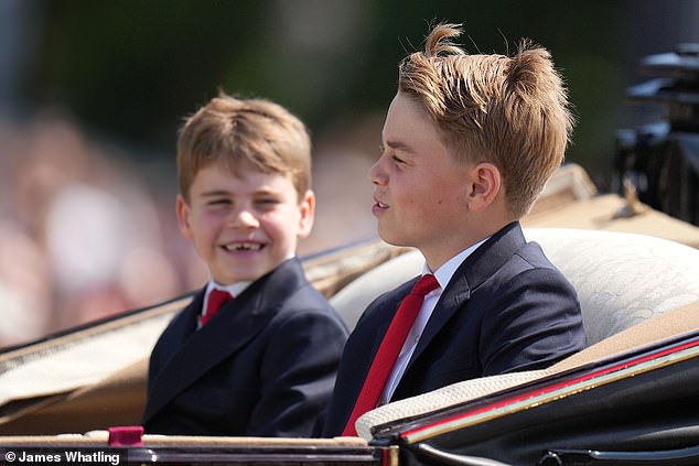 Prince Louis beamed playfully as he joined his family for this year's Trooping the Colour celebrations on Saturday