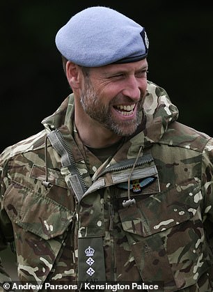 Prince William (pictured), who inherited his new military role from the King in May 2024, arrived in a wildcat helicopter, a key element of the AAC's capability