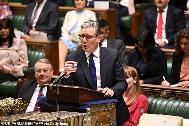 Sir Keir had asked for his speech to be placed on a platform atop the despatch box