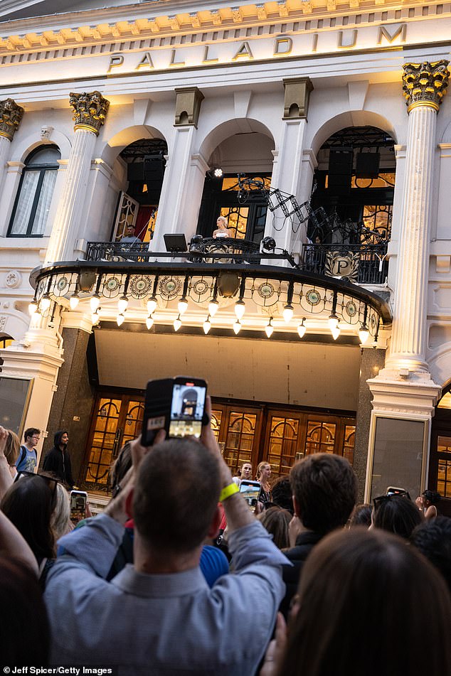 Crowds filled the streets as Zegler performed on the balcony