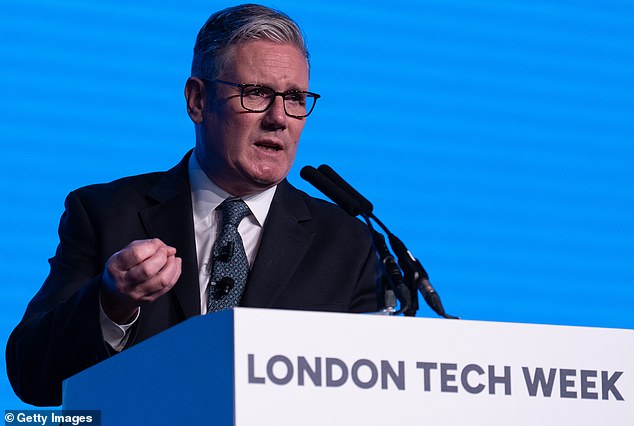Sir Keir (pictured in London this morning) has insisted the UK makes a major contribution to NATO