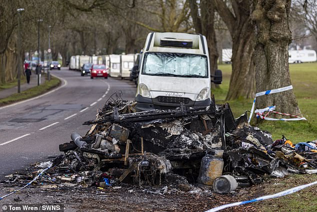 In February, a caravan was burnt to the ground in the Downs in what is thought to have been arson