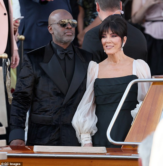 Kris Jenner, 69, and her boyfriend Corey Gamble, 44, appeared to have a tense conversation aboard a water taxi after Jeff Bezos and Lauren Sánchez's Venice wedding on Friday
