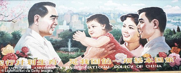 A 1985 billboard promoting China's one-child policy, which was introduced in 1979